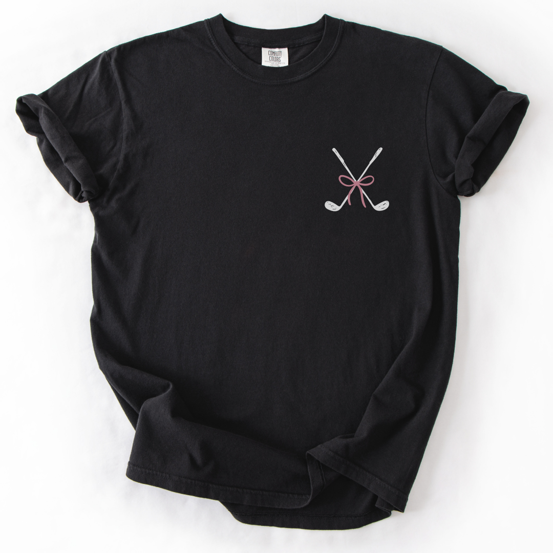 Golf Clubs Pink Bow T-Shirt