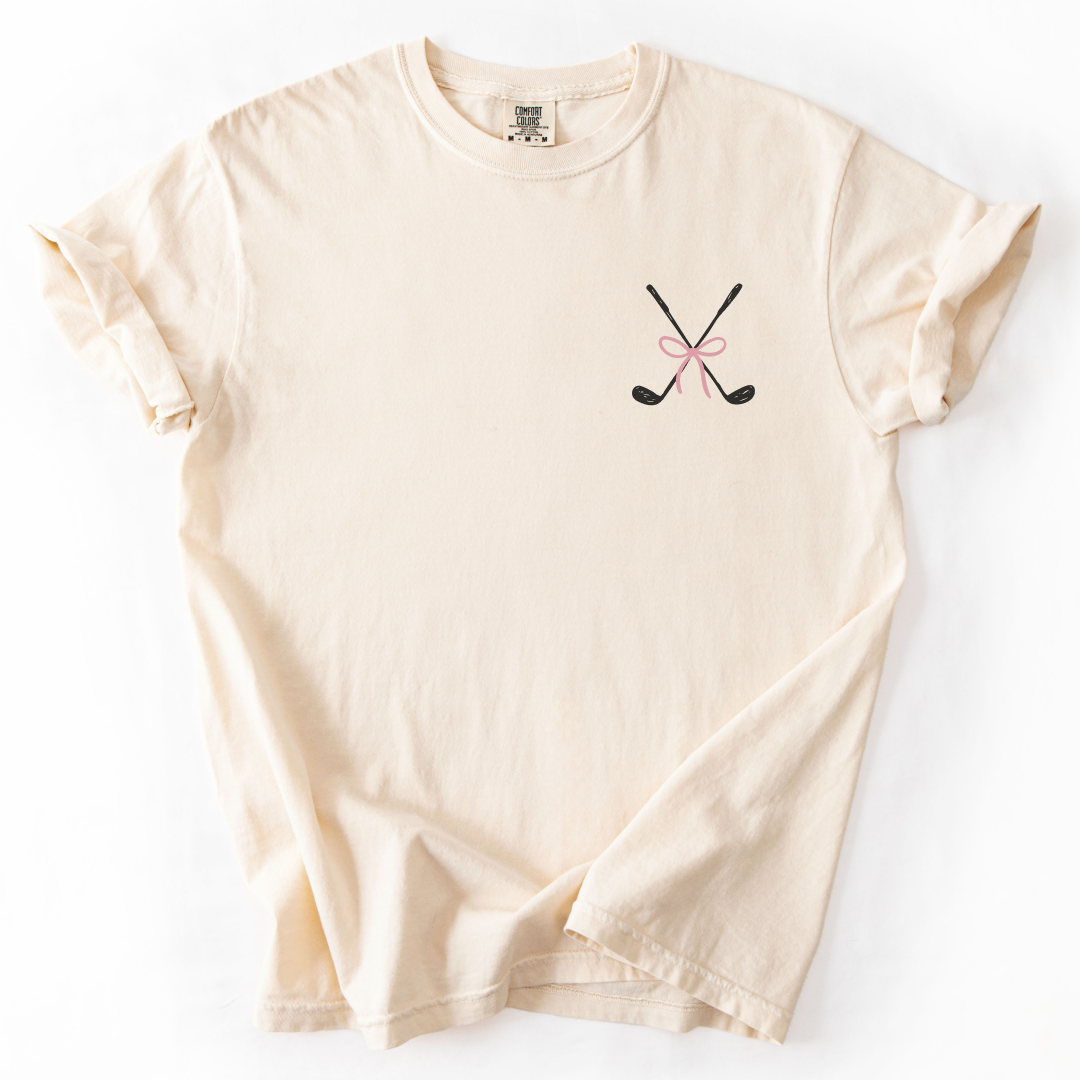 Golf Clubs Pink Bow T-Shirt