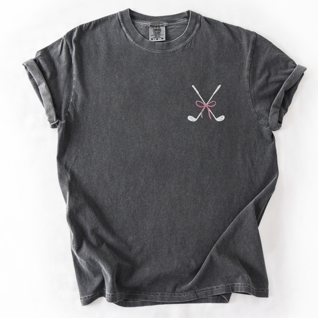 Golf Clubs Pink Bow T-Shirt