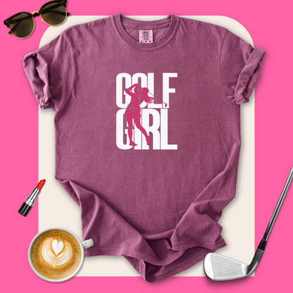 Golf Girl Pink Silhouette T-Shirt