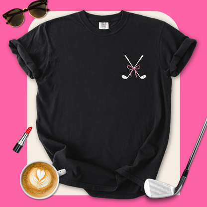 Golf Clubs Pink Bow T-Shirt