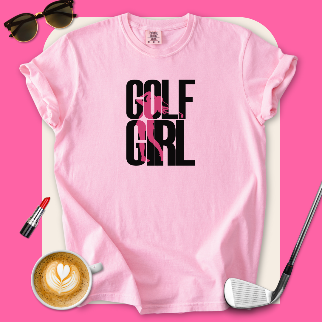 Golf Girl Pink Silhouette T-Shirt