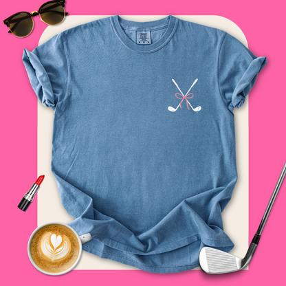 Golf Clubs Pink Bow T-Shirt