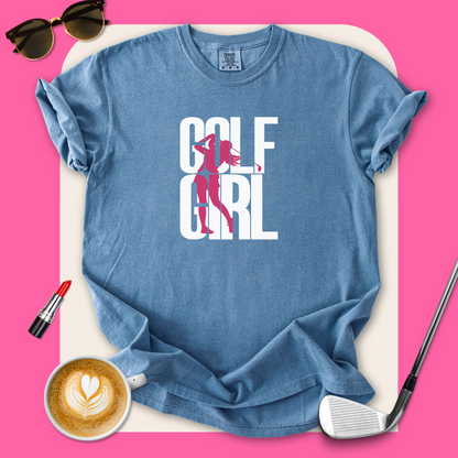 Golf Girl Pink Silhouette T-Shirt