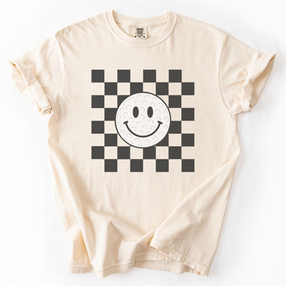Checkered Smiley Golf Ball T-Shirt
