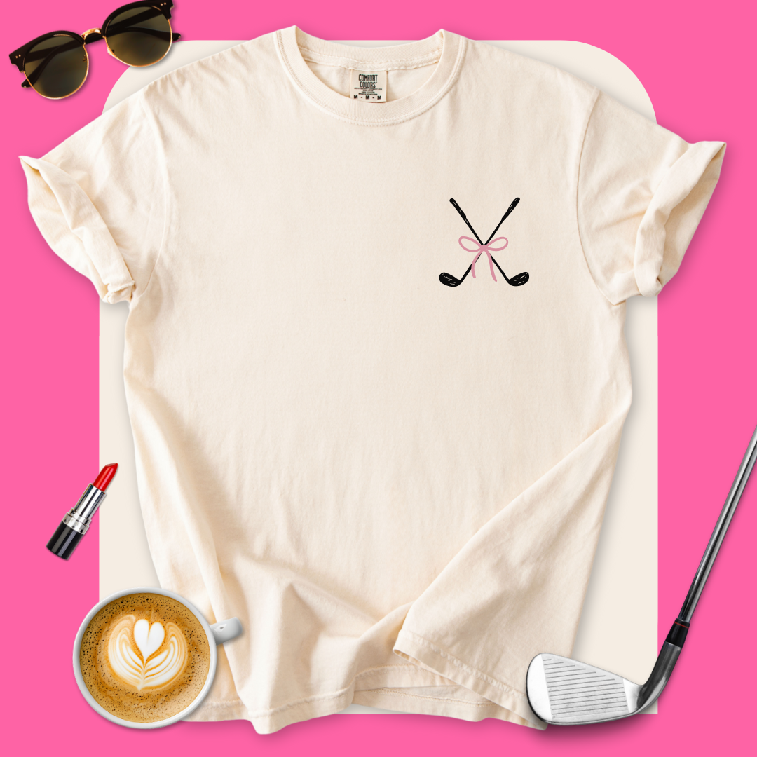 Golf Clubs Pink Bow T-Shirt