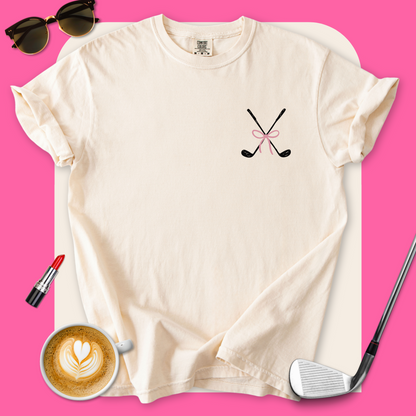 Golf Clubs Pink Bow T-Shirt