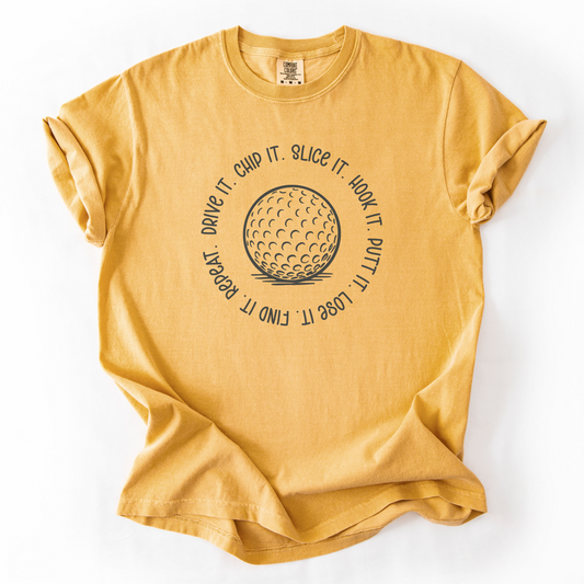 Circular Text Golf T-Shirt