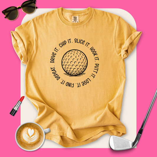 Circular Text Golf T-Shirt