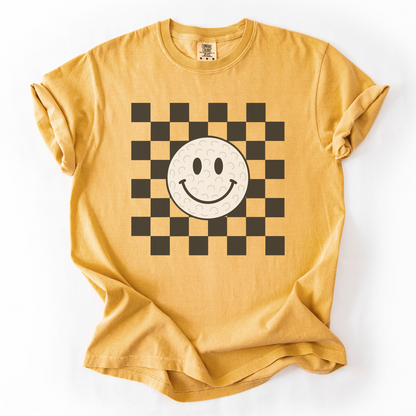 Checkered Smiley Golf Ball T-Shirt