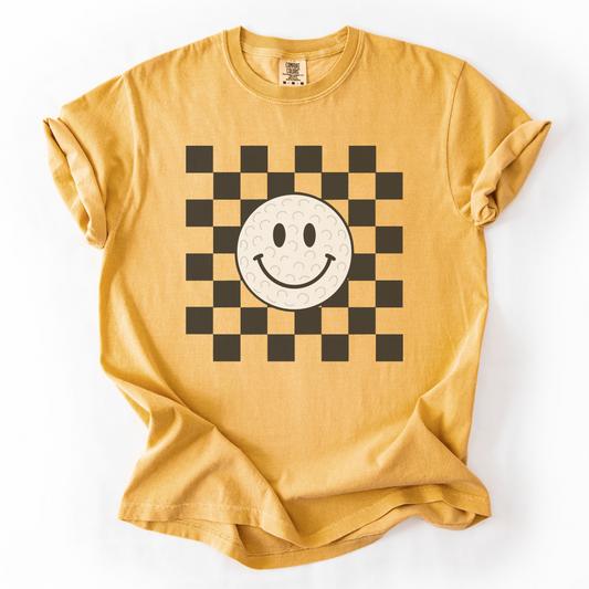 Checkered Smiley Golf Ball T-Shirt