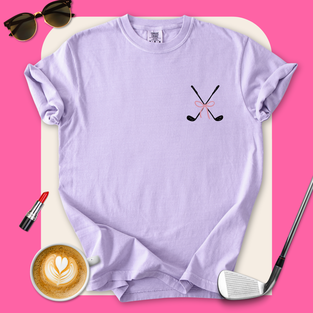 Golf Clubs Pink Bow T-Shirt