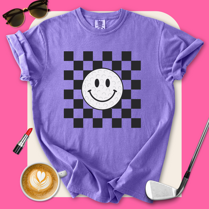 Checkered Smiley Golf Ball T-Shirt
