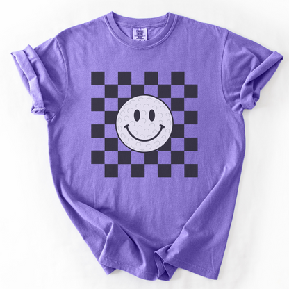 Checkered Smiley Golf Ball T-Shirt