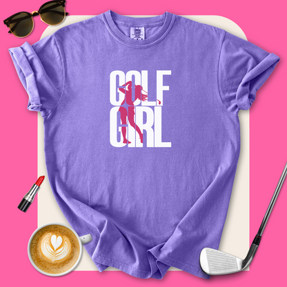 Golf Girl Pink Silhouette T-Shirt