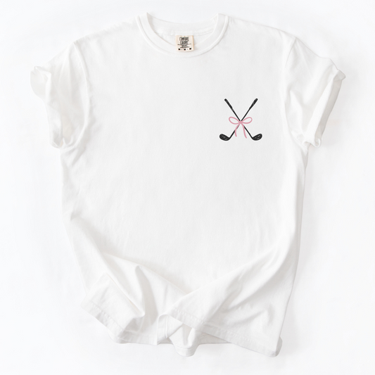 Golf Clubs Pink Bow T-Shirt